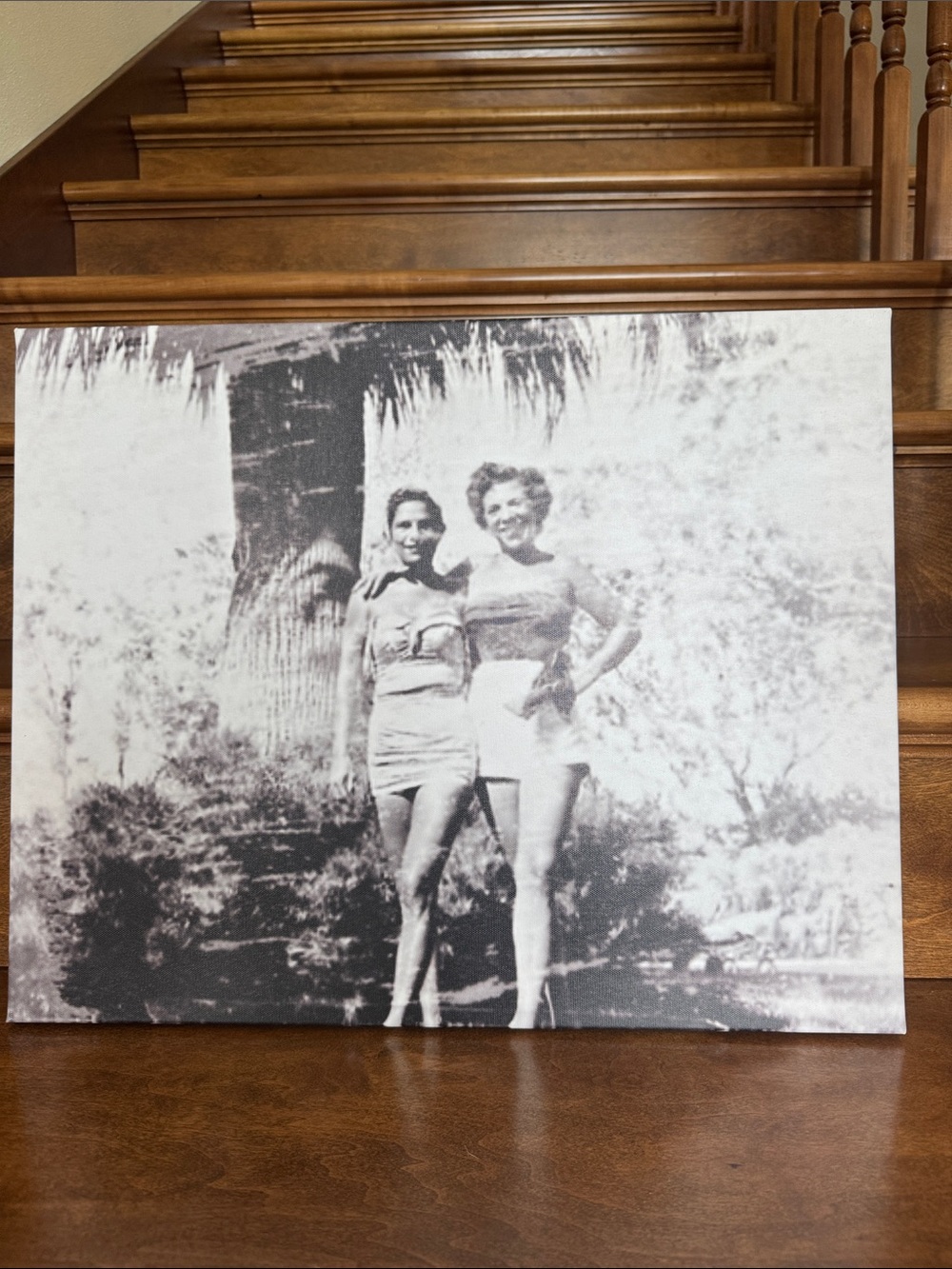 Vintage Beach or Tropical 🌴 Black & White Photo Canvas Wall Art, 20x16